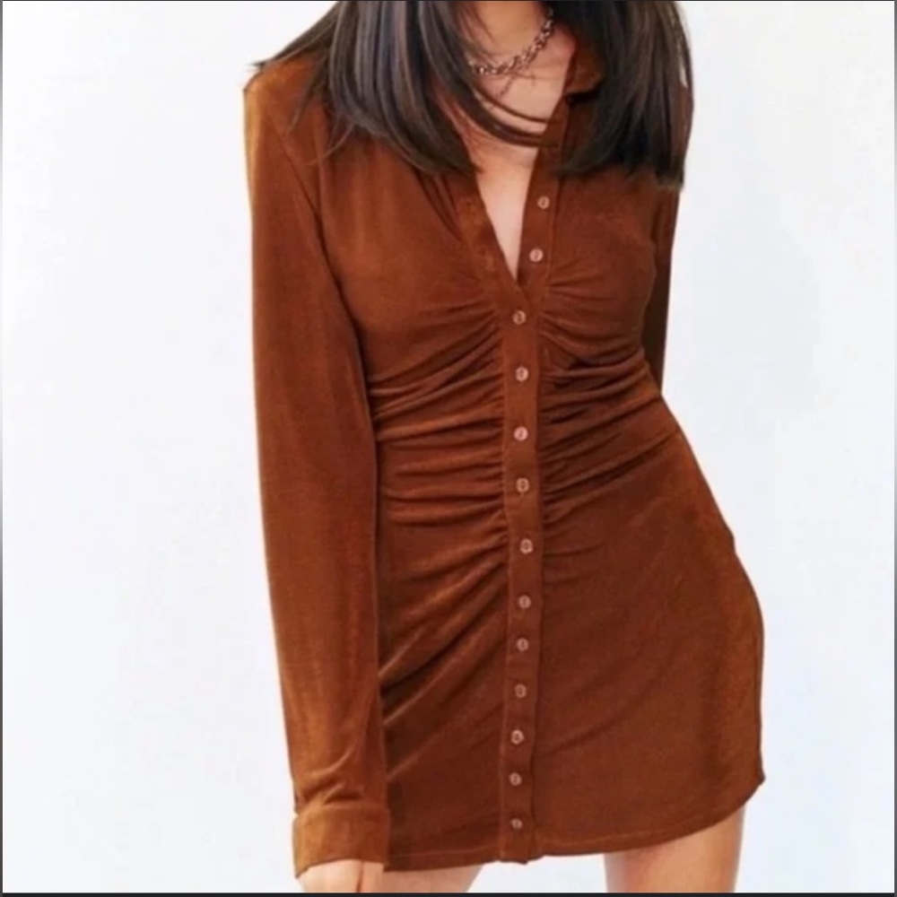 With Jean long sleeve mini dress